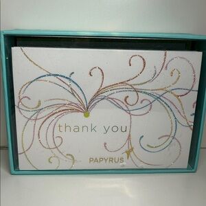 Papyrus Thank You Cards with Teal and Gold glittery Accents new in box
